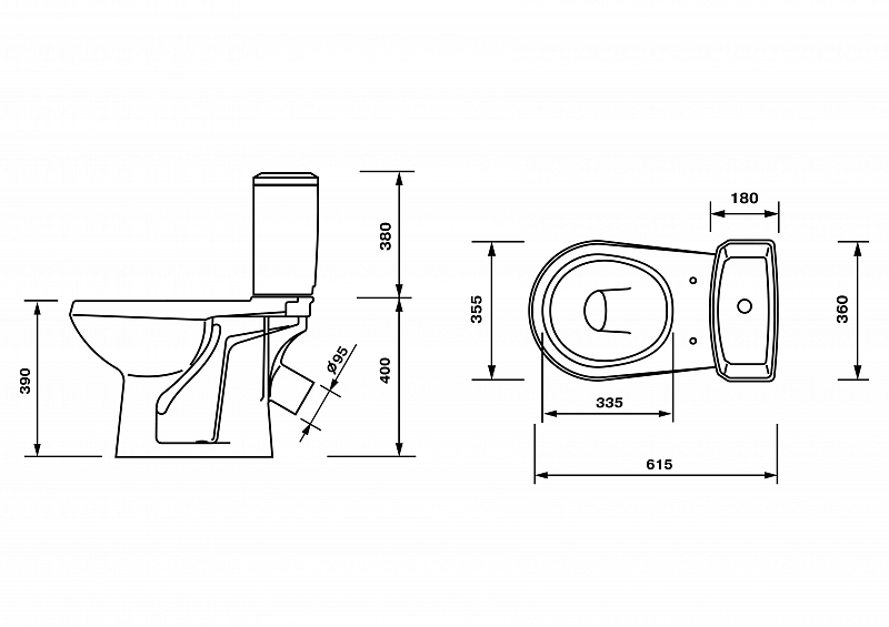 Унитаз-компакт \"Элисса Оптима\" ДЕКОР бамбук (кос,н/п, сид.полипроп, арм ...