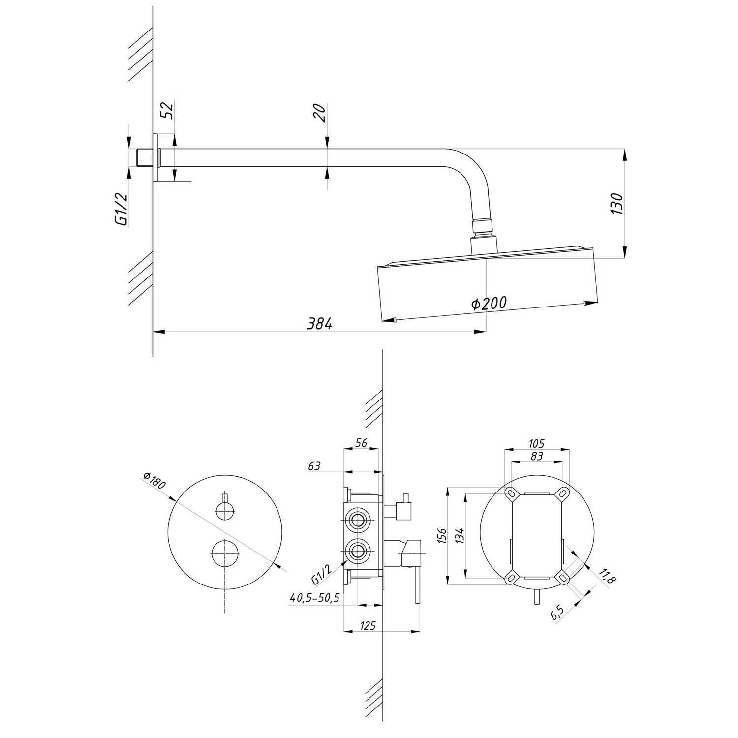 Душевая система 35к ПСМ-СТ-03 лейка "Тропический душ круг" встраиваемая ...
