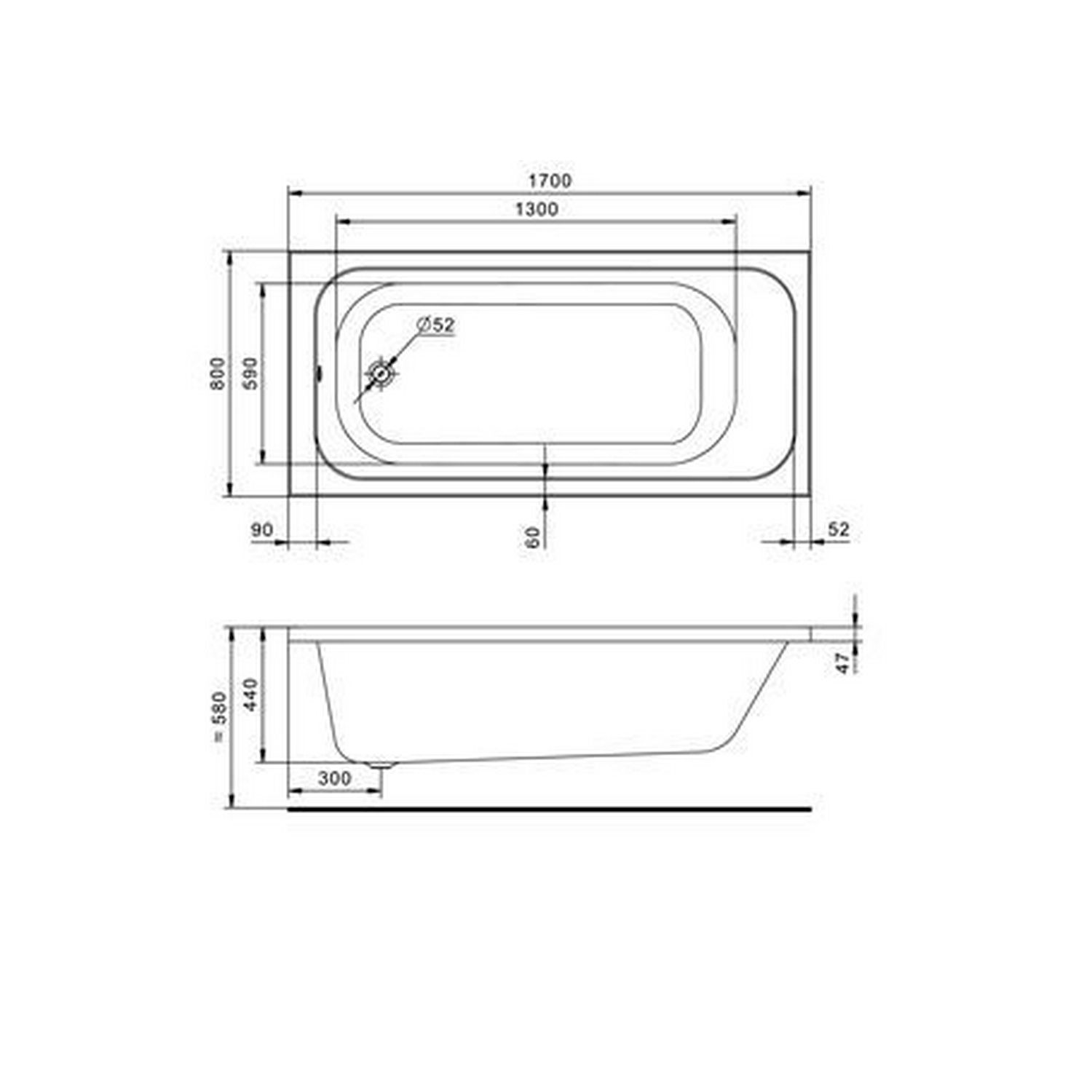 Ванна акрил 1,7*0,80 Ламма (монтаж.комплект+панель+слив/перелив п/авт ...