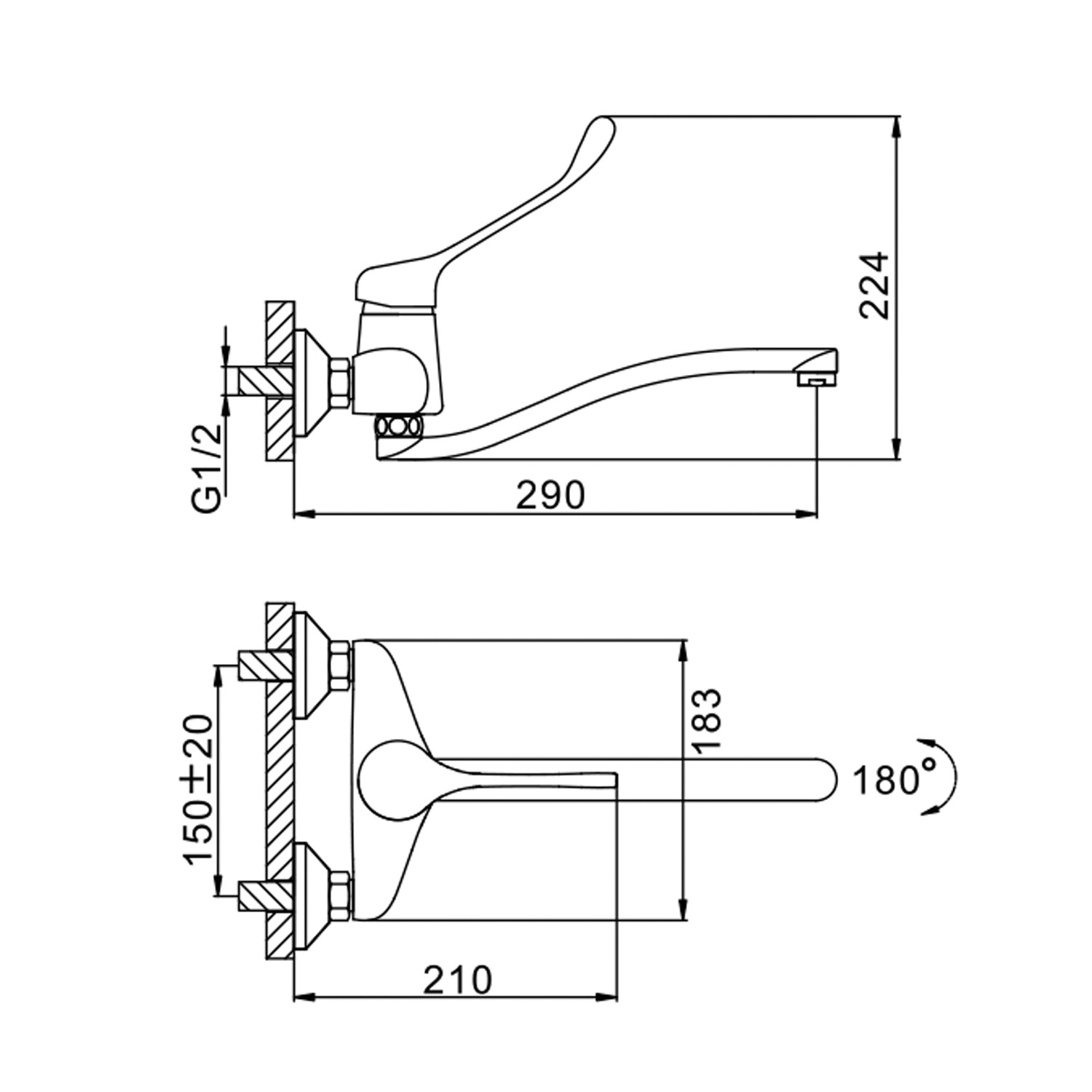 Смеситель настенный 40к F4654 FRAP МЕДИЦИНСКИЙ – компания \"Флекси\"