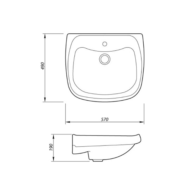 Умывальник \"Водолей-57\" без отв (на пост.Салют,Антей, кронш 33,5 см) (г ...