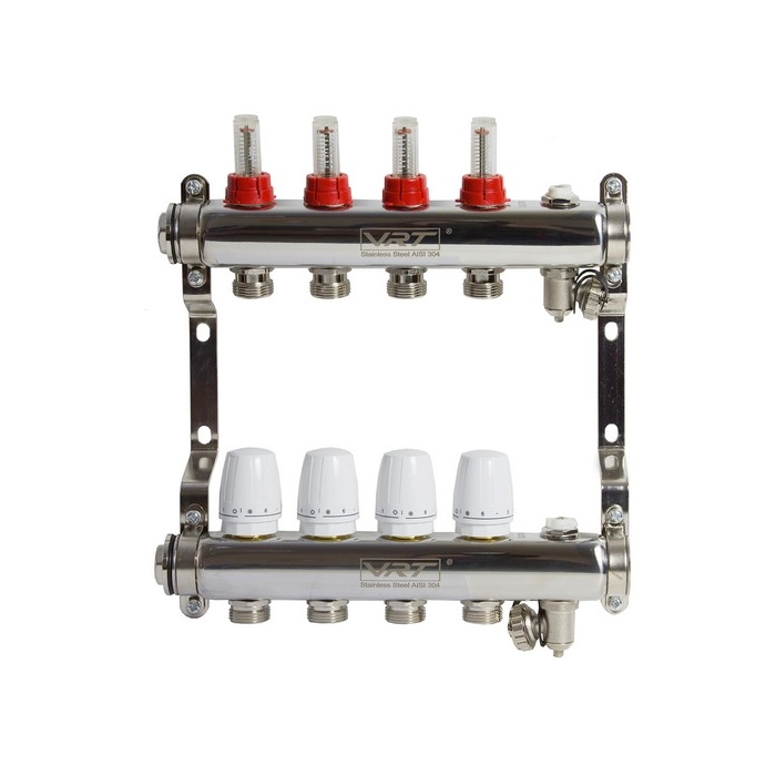 Коллекторная группа VRT® 1' х 3/4' (евроконус) 4 вых, c расходомерами ...