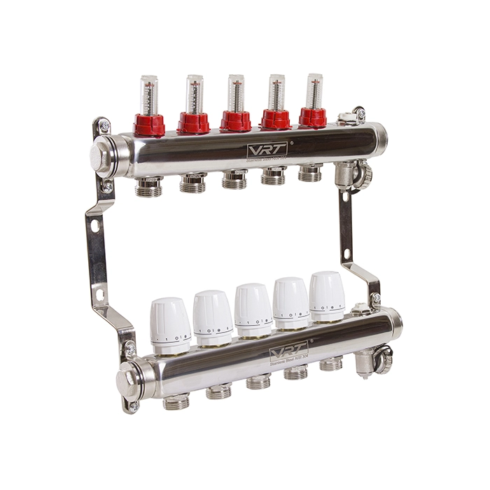 Коллекторная группа VRT® 1\" х 3/4'' (евроконус) 5 вых, c расходомерами ...